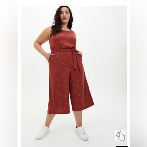 Torrid 1 MARSALA STARS TEXTURED KNIT CULOTTE JUMPSUIT